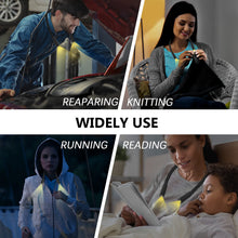 Load image into Gallery viewer, Globalstar LED Neck Reading Light, Book Light for Reading in Bed, Rechargeable Hug Light, 3 Colors, Long Lasting, Perfect for Reading, Knitting, Repairing, Camping (Black)