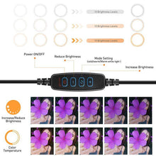 Load image into Gallery viewer, 10.2" LED Selfie Ring Light with Tripod Stand & Phone Holder for Live Streaming & YouTube Video
