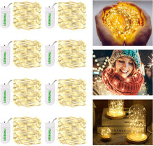 Load image into Gallery viewer, LEDBOKLI LED Fairy Lights Battery Operated String Lights IP65 Waterproof Fairy Lights 3.9FT 24 LEDs Copper Wire Lights Decorative for DIY Wedding Party Christmas Bottles Indoor String Lights