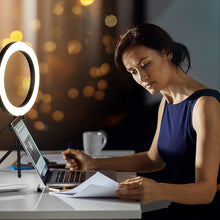 Load image into Gallery viewer, Selfie Ring Light with Tripod Stand & Cell Phone Holder & Selfie Stick 8" Dimmable Ring Light