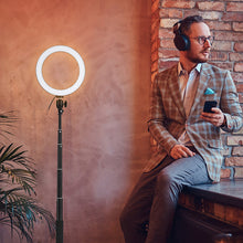 Load image into Gallery viewer, Selfie Ring Light with Tripod Stand & Cell Phone Holder & Selfie Stick 8" Dimmable Ring Light