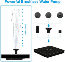 Load image into Gallery viewer, Solar Fountain Water Pump Square Solar Fountain Pump 2W Max Flow 180L/h Solar Fountain Water Pump with 4 anti-collision Bars and 7 Nozzles Perfect for Outdoor Gardens Bird Baths, Pools