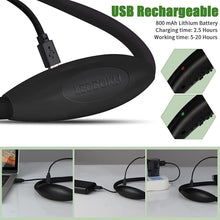 Load image into Gallery viewer, LEDBOKLI Neck Reading Light for Books in Bed, 6 Brightness Levels LED Reading Light 800mAh USB Rechargeable Hands Free Book Light for Reading in Bed, Outdoors, Repairing, Knitting, Crochet(Black)