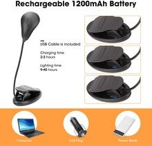 Load image into Gallery viewer, LEDBOKLI Reading Book Light Amber Reading Light Clip on Book 3 Color Temperature 9 Brightness Amber Book Light, Clip on Book Reading Light 1200mAh USB Rechargeable Book Lights for Reading at Night