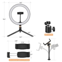 Load image into Gallery viewer, 10.2" LED Selfie Ring Light with Tripod Stand & Phone Holder for Live Streaming & YouTube Video