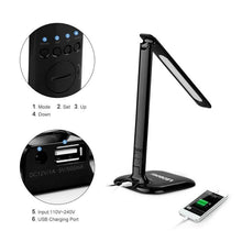 Load image into Gallery viewer, LED Desk Lamp 8W Foldable Office Touch Table Lamp 5 Dimmable Brightness & 3 Lighting Modes