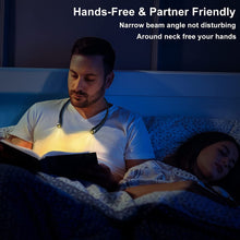 Load image into Gallery viewer, LEDBOKLI Neck Reading Light, Book Light for Reading in Bed 3 Colour Temperature 9 Brightness Reading Light for Books in Bed 1100mAh Rechargeable Hands Free Book Light for Knitting, Camping, Repairing