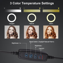Load image into Gallery viewer, Selfie Ring Light with Tripod Stand & Cell Phone Holder & Selfie Stick 8" Dimmable Ring Light