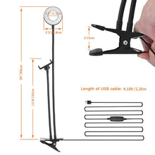 Load image into Gallery viewer, LED Ring Reading Light, 5w Clip Light, 3 Color Modes + 10 Brightness Dimmer Selfie Fill Lights