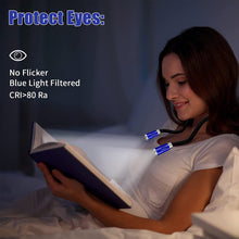 Load image into Gallery viewer, LEDBOKLI Neck Reading Light for Books in Bed, 6 Brightness Levels Double LED Book Light for Reading in Bed, 660 mAh Rechargeable Reading Night Light for Outdoors Repairing Knitting Crochet (Blue)