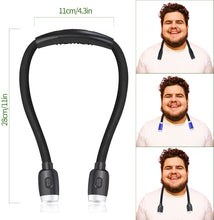 Load image into Gallery viewer, LEDBOKLI Neck Reading Light for Books in Bed, 6 Brightness Levels LED Reading Light 800mAh USB Rechargeable Hands Free Book Light for Reading in Bed, Outdoors, Repairing, Knitting, Crochet(Black)