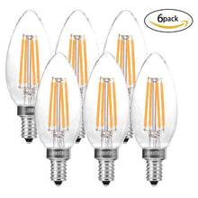 Load image into Gallery viewer, E14 led Light Bulb Filament Candle Bulbs Small Screw Non-Dimmable 6Pack