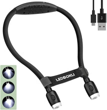 Load image into Gallery viewer, LEDBOKLI Neck Reading Light for Books in Bed, 6 Brightness Levels LED Reading Light 800mAh USB Rechargeable Hands Free Book Light for Reading in Bed, Outdoors, Repairing, Knitting, Crochet(Black)