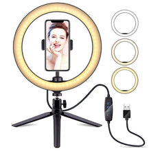 Load image into Gallery viewer, 10.2" LED Selfie Ring Light with Tripod Stand & Phone Holder for Live Streaming & YouTube Video