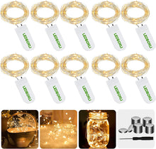 Load image into Gallery viewer, LEDBOKLI LED Fairy Lights Battery Operated String Lights IP65 Waterproof Fairy Lights 3.9FT 24 LEDs Copper Wire Lights Decorative for DIY Wedding Party Christmas Bottles Indoor String Lights