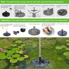 Load image into Gallery viewer, Solar Fountain Pump Bird Bath Fountain Water Pump