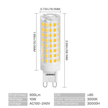 Load image into Gallery viewer, G9 LED Light Bulb 10W 900LM Warm White Light Ceramic G9 Bulbs 5Pcs