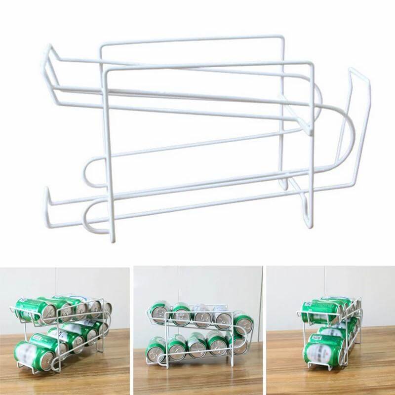 Refrigerator Can Storage Rack Double Beverage Beer Organizer ledbokli