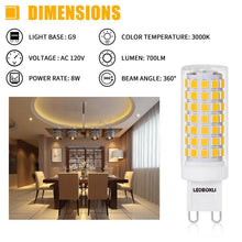 Load image into Gallery viewer, 5Pcs 8W G9 LED Light Bulbs 88LEDS Dimmable