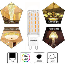 Load image into Gallery viewer, 6W G9 LED Light Bulbs Non-dimmable 420lm 54LEDs 60W Traditional Bulb Equivalent 5 Pcs
