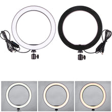 Load image into Gallery viewer, Ring Light Kit 12 W Dimmable LED Ring Light with Light Stand and Mobile Phone Clip 10.2”/26 cm