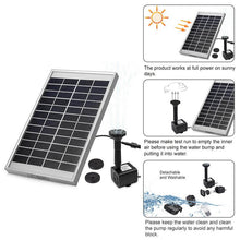 Load image into Gallery viewer, 5W Solar Fountain Pump Outdoor Bird Bath Garden Water Pumps
