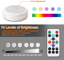 Load image into Gallery viewer, LEDBOKLI 3PCS Cabinet Lights USB Rechargeable Cupboard Lights 16 Colors 10 Brightness Levels 3 Timing Functions with Remote Control, Under Cabinet Kitchen Lights for Kitchen Wardrobe Stair Lights [Energy Class A+]
