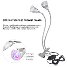 Load image into Gallery viewer, 10W Dual Head LED Grow Light Adjustable Gooseneck Lamp for Indoor Plant
