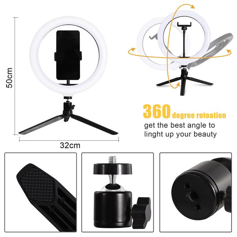 10.2'' Ring popular Light with Stand and Phone Holder, LED Circle For Recording/Stream