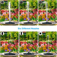 Load image into Gallery viewer, Solar Fountain Water Pump Square Solar Fountain Pump 2W Max Flow 180L/h Solar Fountain Water Pump with 4 anti-collision Bars and 7 Nozzles Perfect for Outdoor Gardens Bird Baths, Pools
