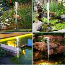 Load image into Gallery viewer, Solar Fountain Water Pump 2.5W Solar and USB Dual Powered Fountain Pump Max Flow 200L/H Solar Fountain Pump Kit with Stick and 7 Nozzles for Bird Bath, Garden, Backyard, Pool
