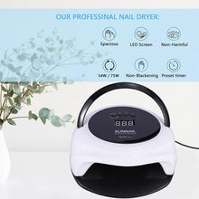 Load image into Gallery viewer, 75W UV LED Nail Lamp Dryer Intelligent Nail Art Dryer Nail Gel Polish Curing Manicure Curing Lamp
