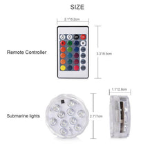 Load image into Gallery viewer, LED Submersible Lights IP68 RGB Lighting with Remote Control for Aquarium (2 Pack)
